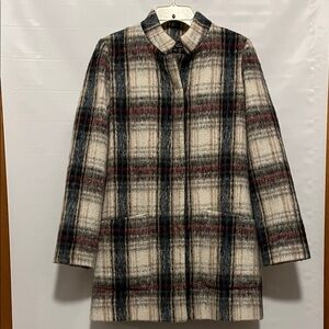 Kenneth Cole NY Wool Blend Plaid Coat Snap Closure Women Sz XS NWOT
